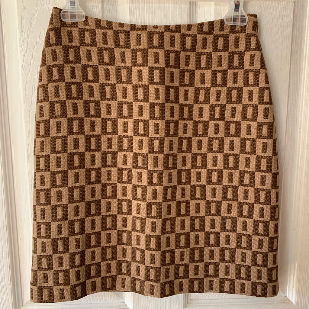Elie Tahari Brown/Tan Wool Skirt Size 2p Euc
